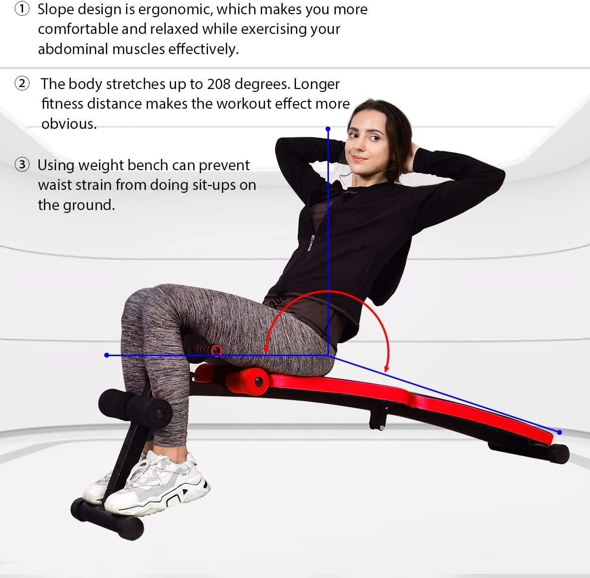 Adjustable Foldable Abdominal Training Slant Bench with 4 Height Settings