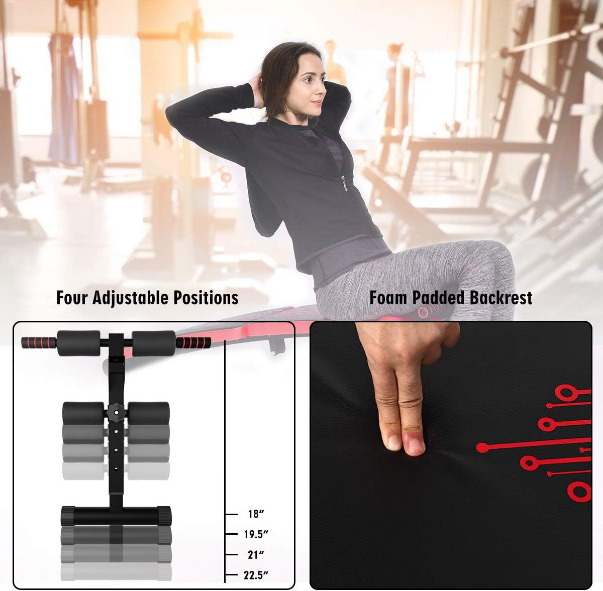 Adjustable Foldable Abdominal Training Slant Bench with 4 Height Settings