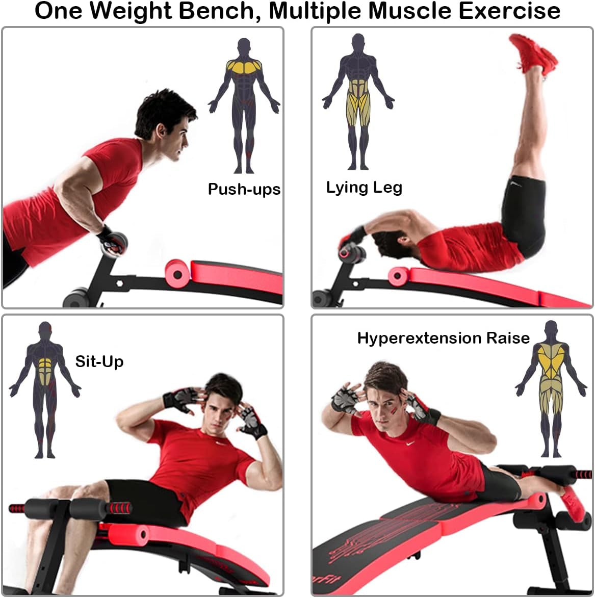 Adjustable Foldable Abdominal Training Slant Bench with 4 Height Settings