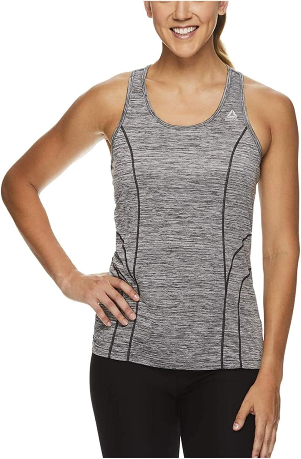 REEBOK Womens Racerback Tank Top, Black, X-Large