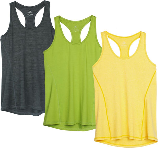 Women's Racerback Workout Athletic Running Tank Tops (Pack of 3)