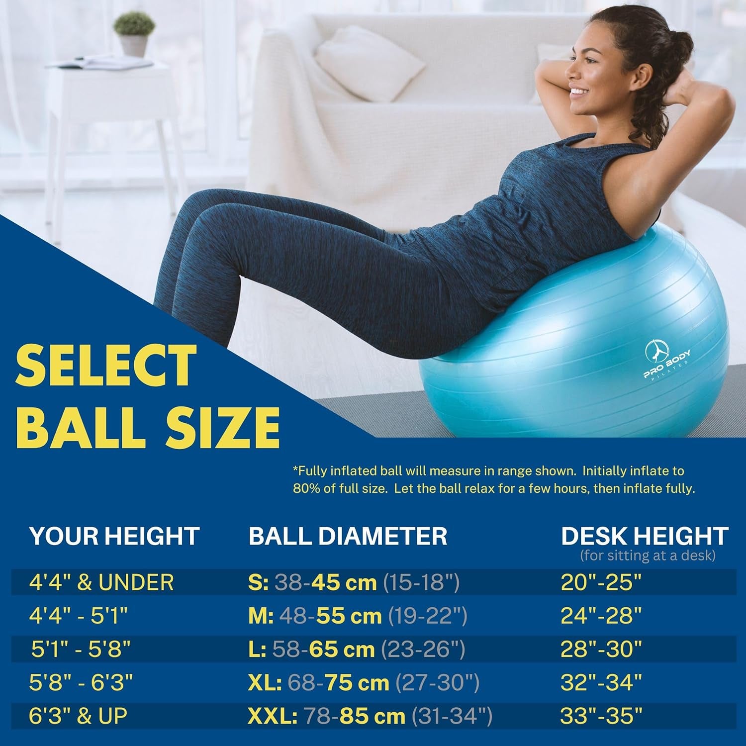 Large Gym Ball Exercise Ball for, Fitness, Balance, and Therapy 